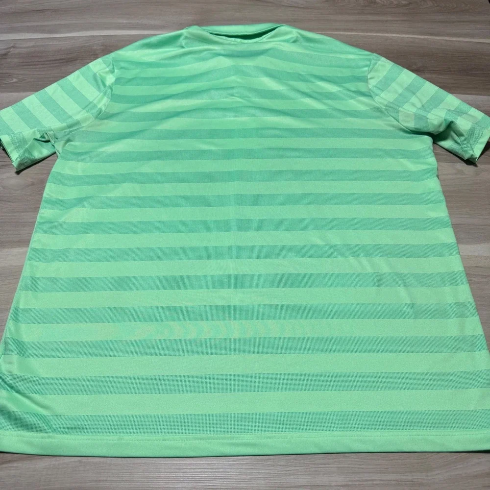 Adidas Golf Polo Mens XL Mint Green‎ Striped Climacool Short Sleeve Shirt XL